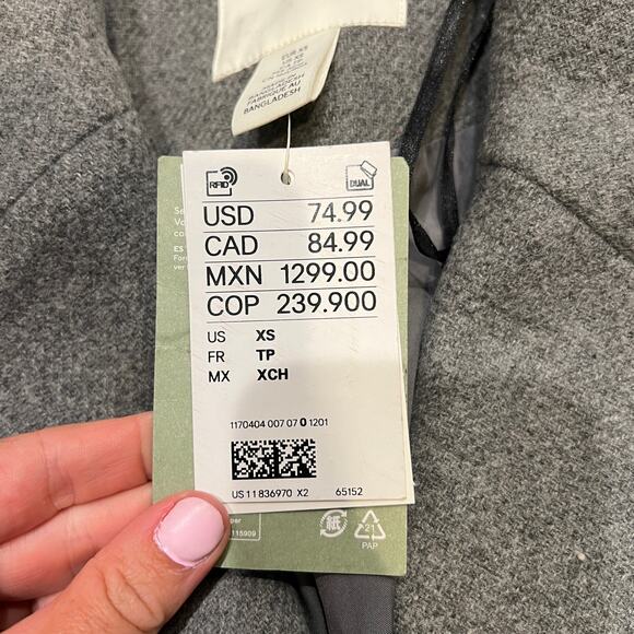 H&M Women's Double-Breasted Coat Size XS In Gray - Picture 10 of 13